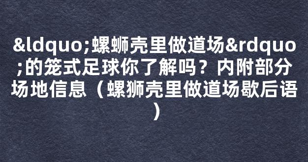 “螺蛳壳里做道场”的笼式足球你了解吗？内附部分场地信息（螺狮壳里做道场歇后语）