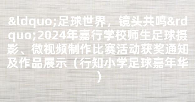 “足球世界，镜头共鸣”2024年嘉行学校师生足球摄影、微视频制作比赛活动获奖通知及作品展示（行知小学足球嘉年华）