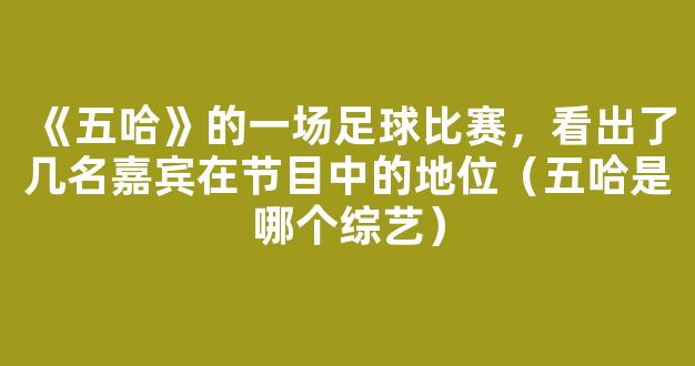 《五哈》的一场足球比赛，看出了几名嘉宾在节目中的地位（五哈是哪个综艺）