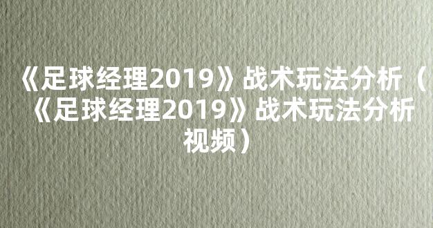 《足球经理2019》战术玩法分析（《足球经理2019》战术玩法分析视频）