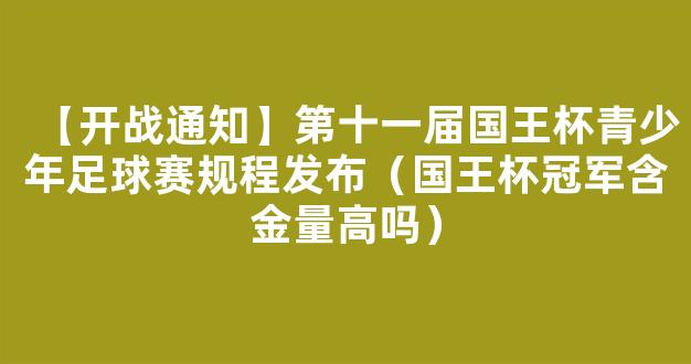 【开战通知】第十一届国王杯青少年足球赛规程发布（国王杯冠军含金量高吗）