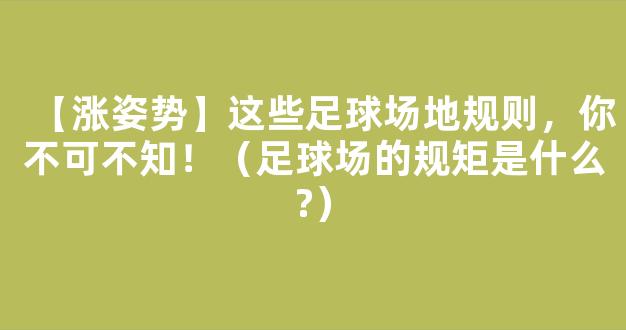 【涨姿势】这些足球场地规则，你不可不知！（足球场的规矩是什么?）