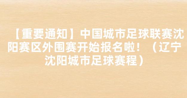 【重要通知】中国城市足球联赛沈阳赛区外围赛开始报名啦！（辽宁沈阳城市足球赛程）