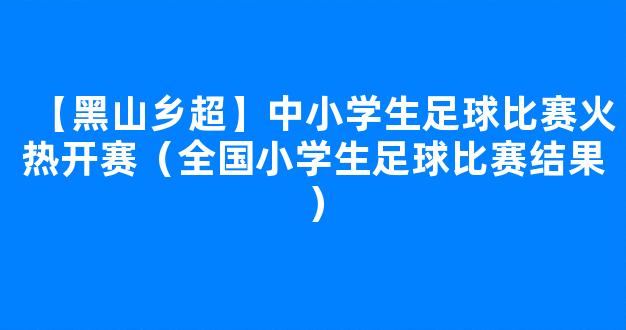 【黑山乡超】中小学生足球比赛火热开赛（全国小学生足球比赛结果）