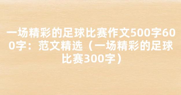 一场精彩的足球比赛作文500字600字：范文精选（一场精彩的足球比赛300字）