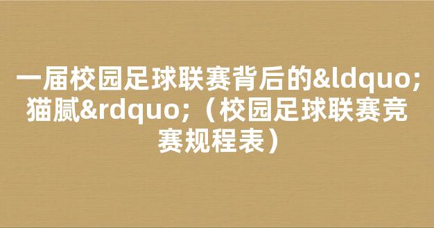 一届校园足球联赛背后的“猫腻”（校园足球联赛竞赛规程表）