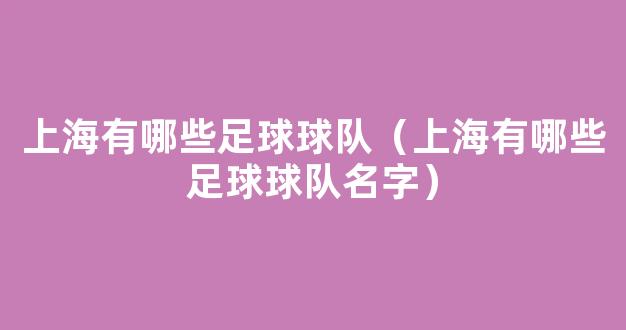 上海有哪些足球球队（上海有哪些足球球队名字）