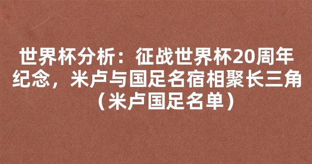 世界杯分析：征战世界杯20周年纪念，米卢与国足名宿相聚长三角（米卢国足名单）