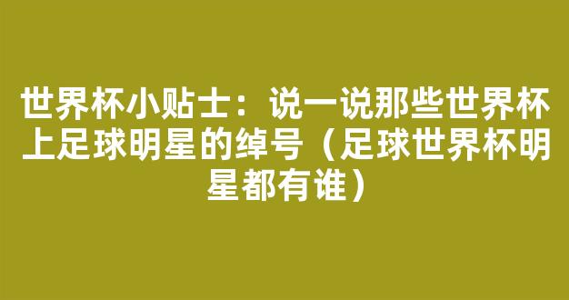 世界杯小贴士：说一说那些世界杯上足球明星的绰号（足球世界杯明星都有谁）