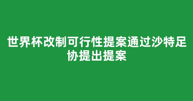 世界杯改制可行性提案通过沙特足协提出提案