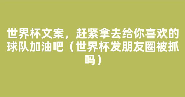 世界杯文案，赶紧拿去给你喜欢的球队加油吧（世界杯发朋友圈被抓吗）