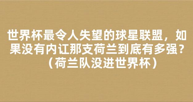 世界杯最令人失望的球星联盟，如果没有内讧那支荷兰到底有多强？（荷兰队没进世界杯）