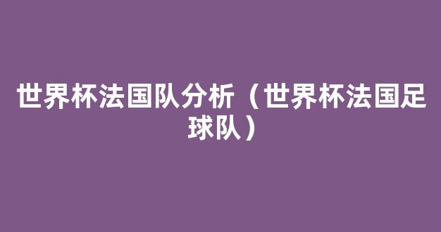 世界杯法国队分析（世界杯法国足球队）