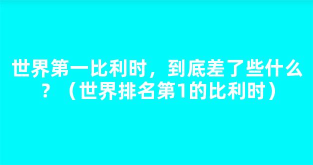 世界第一比利时，到底差了些什么？（世界排名第1的比利时）