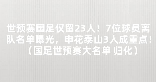 世预赛国足仅留23人！7位球员离队名单曝光，申花泰山3人成重点！（国足世预赛大名单 归化）