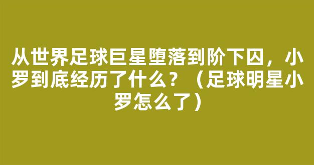 从世界足球巨星堕落到阶下囚，小罗到底经历了什么？（足球明星小罗怎么了）