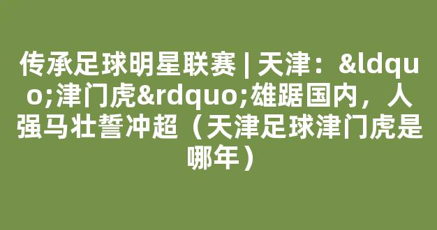 传承足球明星联赛 | 天津：“津门虎”雄踞国内，人强马壮誓冲超（天津足球津门虎是哪年）