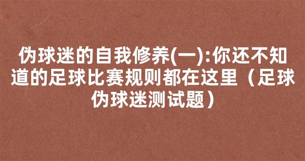 伪球迷的自我修养(一):你还不知道的足球比赛规则都在这里（足球伪球迷测试题）