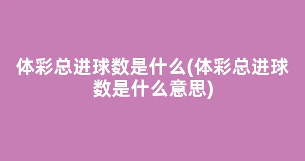 体彩总进球数是什么(体彩总进球数是什么意思)