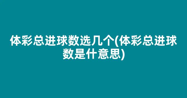 体彩总进球数选几个(体彩总进球数是什意思)