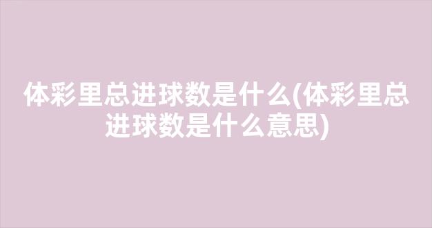 体彩里总进球数是什么(体彩里总进球数是什么意思)