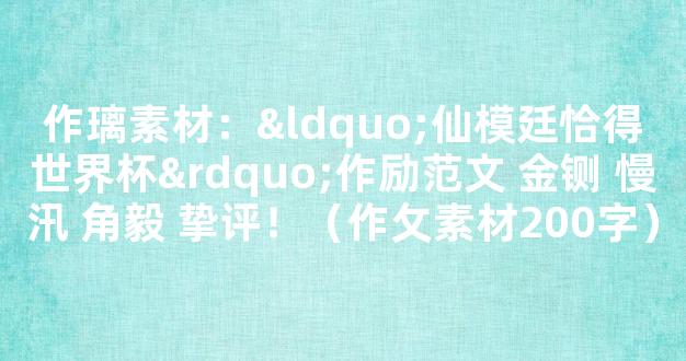 作璃素材：“仙模廷恰得世界杯”作励范文 金铡 慢汛 角毅 挚评！（作攵素材200字）