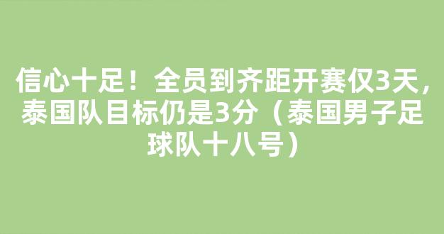 信心十足！全员到齐距开赛仅3天，泰国队目标仍是3分（泰国男子足球队十八号）