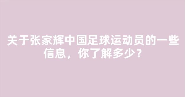 关于张家辉中国足球运动员的一些信息，你了解多少？