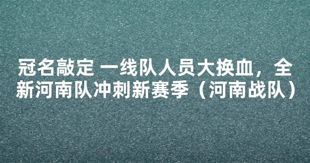 冠名敲定 一线队人员大换血，全新河南队冲刺新赛季（河南战队）