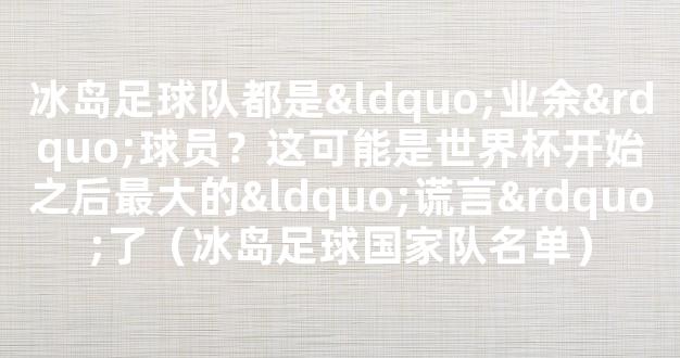 冰岛足球队都是“业余”球员？这可能是世界杯开始之后最大的“谎言”了（冰岛足球国家队名单）