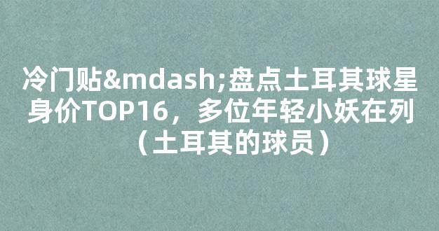 冷门贴—盘点土耳其球星身价TOP16，多位年轻小妖在列（土耳其的球员）