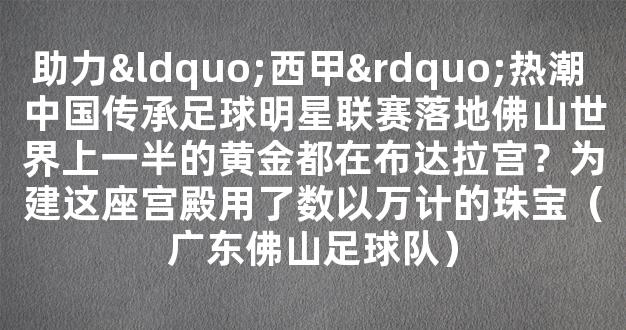 助力“西甲”热潮 中国传承足球明星联赛落地佛山世界上一半的黄金都在布达拉宫？为建这座宫殿用了数以万计的珠宝（广东佛山足球队）