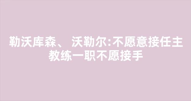 勒沃库森、 沃勒尔:不愿意接任主教练一职不愿接手