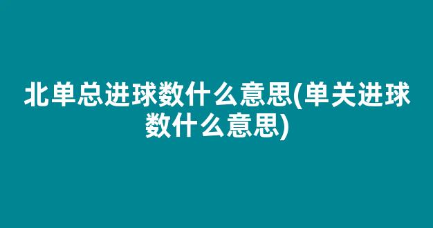 北单总进球数什么意思(单关进球数什么意思)