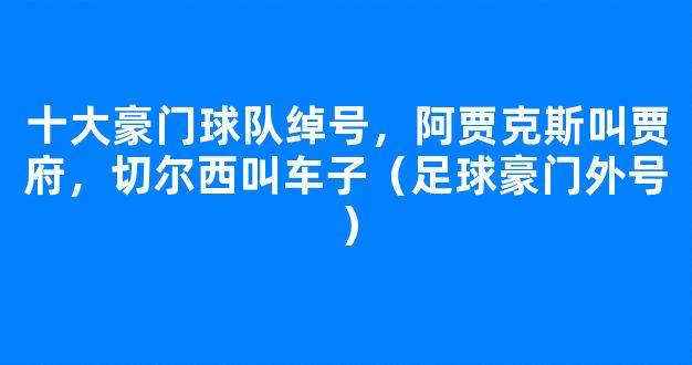 十大豪门球队绰号，阿贾克斯叫贾府，切尔西叫车子（足球豪门外号）