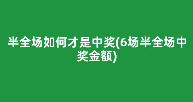 半全场如何才是中奖(6场半全场中奖金额)