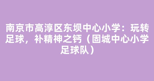 南京市高淳区东坝中心小学：玩转足球，补精神之钙（固城中心小学足球队）