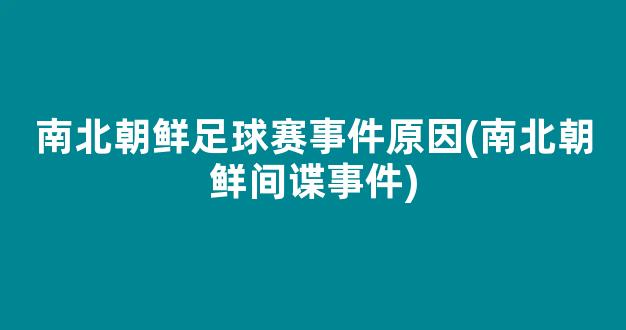 南北朝鲜足球赛事件原因(南北朝鲜间谍事件)