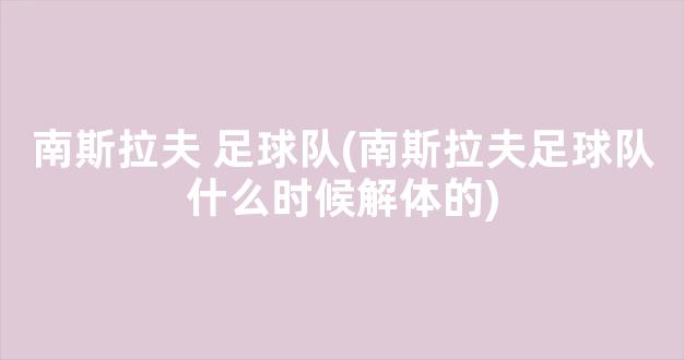 南斯拉夫 足球队(南斯拉夫足球队什么时候解体的)