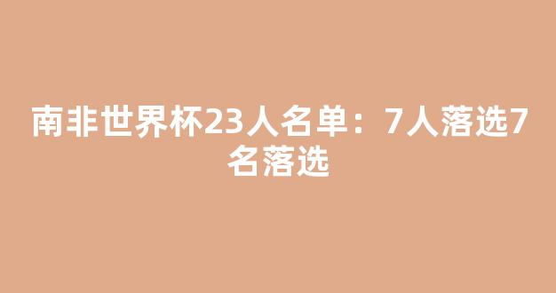 南非世界杯23人名单：7人落选7名落选