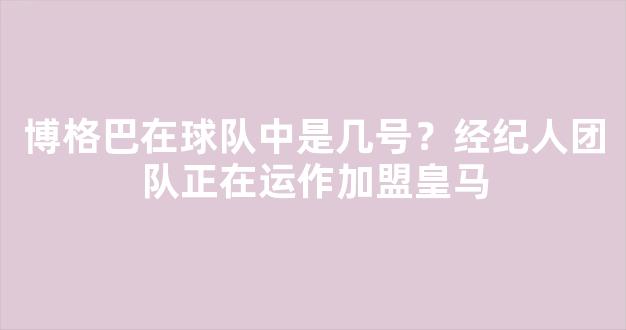 博格巴在球队中是几号？经纪人团队正在运作加盟皇马