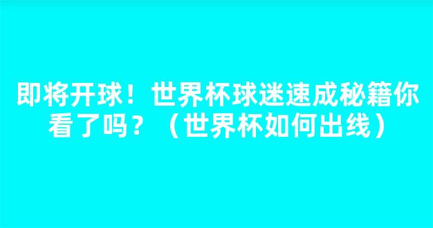 即将开球！世界杯球迷速成秘籍你看了吗？（世界杯如何出线）