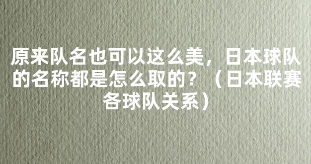 原来队名也可以这么美，日本球队的名称都是怎么取的？（日本联赛各球队关系）