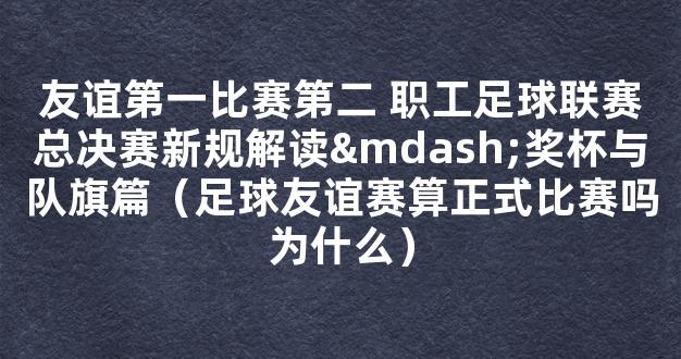 友谊第一比赛第二 职工足球联赛总决赛新规解读—奖杯与队旗篇（足球友谊赛算正式比赛吗为什么）