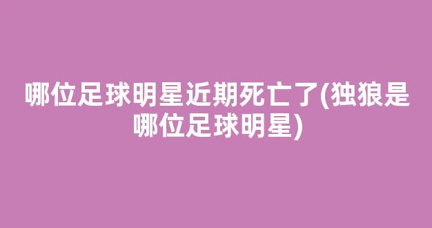 哪位足球明星近期死亡了(独狼是哪位足球明星)