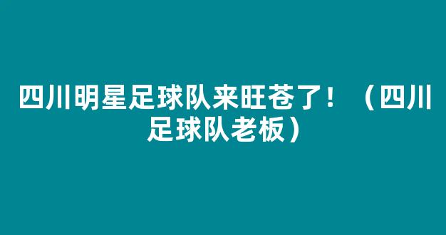 四川明星足球队来旺苍了！（四川足球队老板）