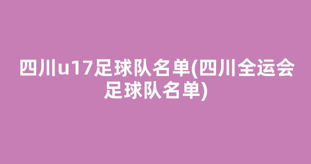 四川u17足球队名单(四川全运会足球队名单)