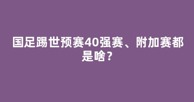 国足踢世预赛40强赛、附加赛都是啥？