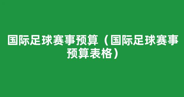 国际足球赛事预算（国际足球赛事预算表格）