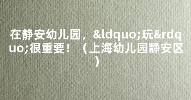 在静安幼儿园，“玩”很重要！（上海幼儿园静安区）